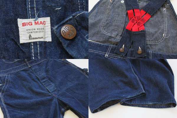 60s BIGMACビッグマック ローバック デニム オーバーオール