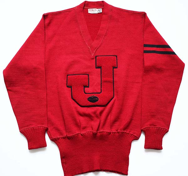 50s Wilsonウィルソン レタードセーター 濃赤 42 - Sixpacjoe Web Shop