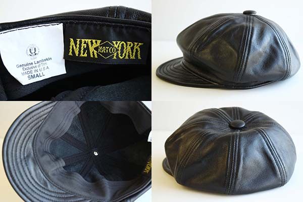 USA製 NEW YORK HAT ラムスキン レザーキャスケット 黒 S - Sixpacjoe