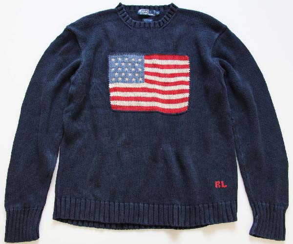 90s ポロ ラルフローレン 星条旗 ローゲージ コットンニット セーター