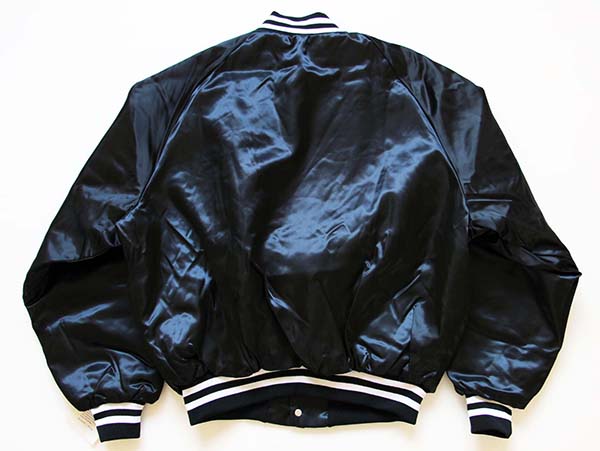 デッドストック☆80s USA製 King Louie ナイロンスタジャン 黒×白 L