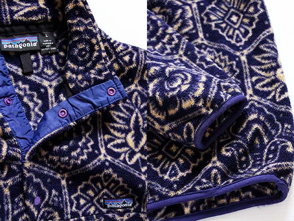 90s USA製 patagoniaパタゴニア 総柄 フリース スナップT L