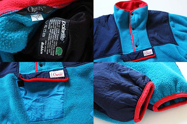 80s USA製 ORVISオービス 切り替え polarlite プルオーバー フリース L