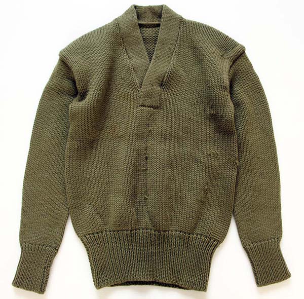 40s 米軍 USAAF A-1 Vネック ウールニット セーター オリーブドラブ