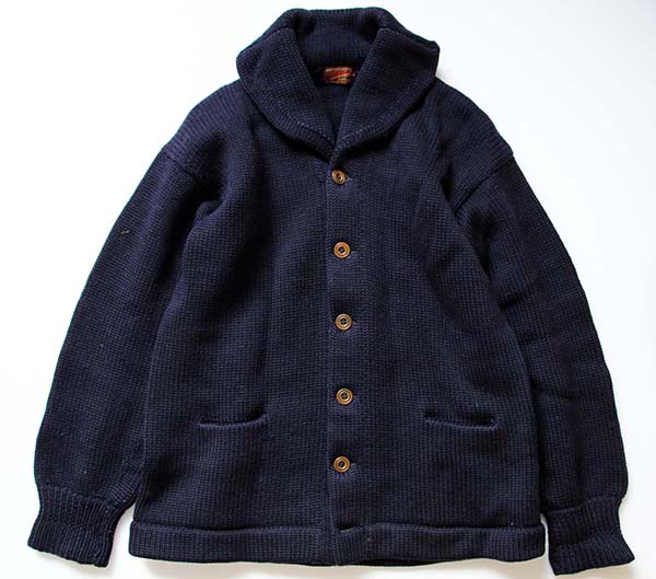 40s O'Shea ショールカラー ローゲージニット カーディガン 紺
