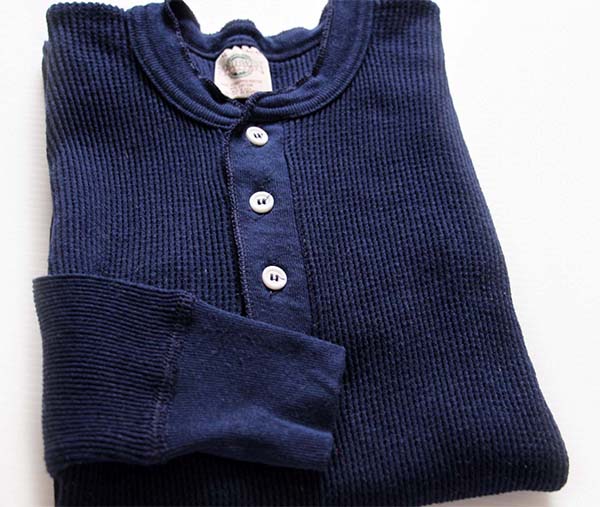 90s USA製 NORTHWEST TERRITORY ヘンリーネック サーマルシャツ 紺 XL