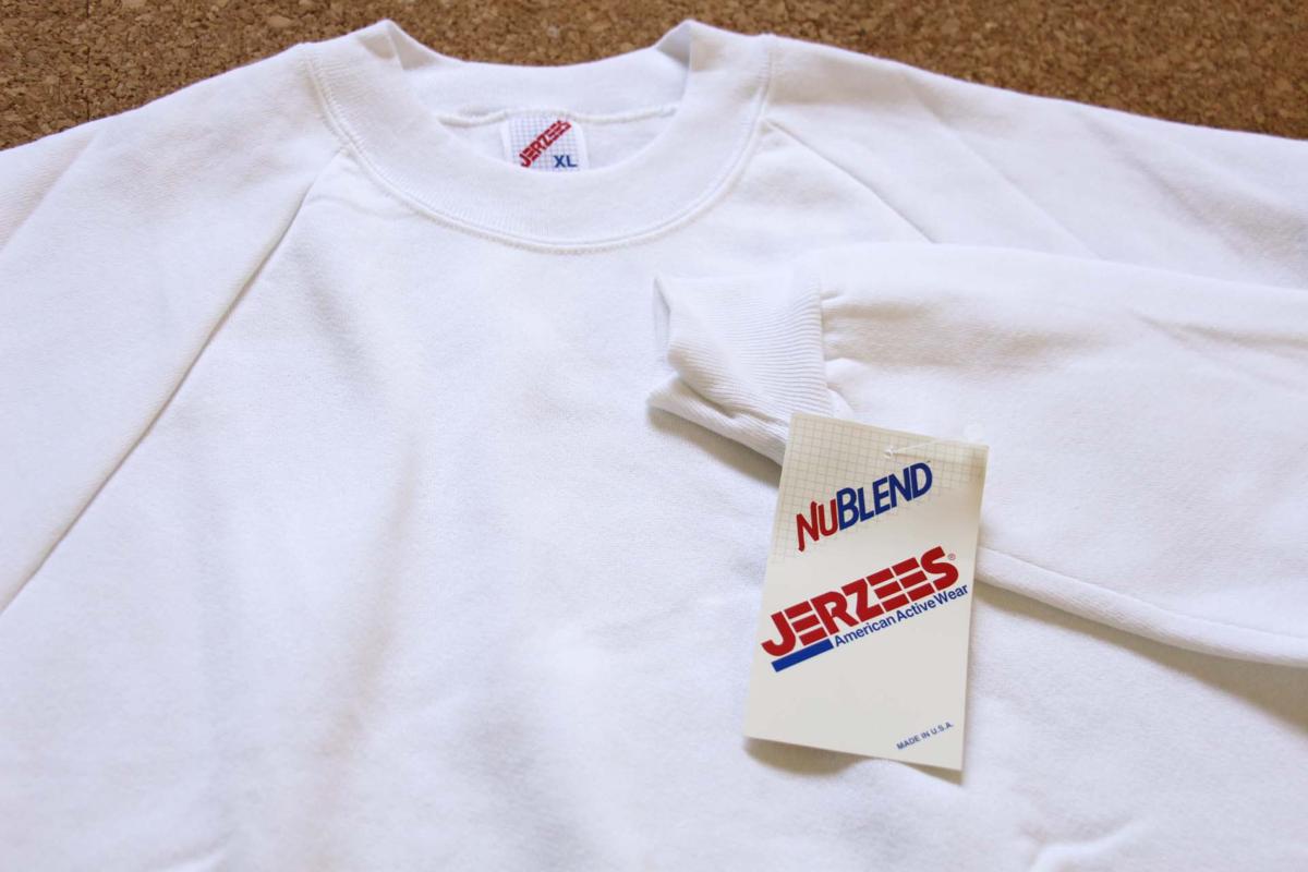 デッドストック☆80s USA製 JERZEES 無地 スウェット 白 XL☆ブランク