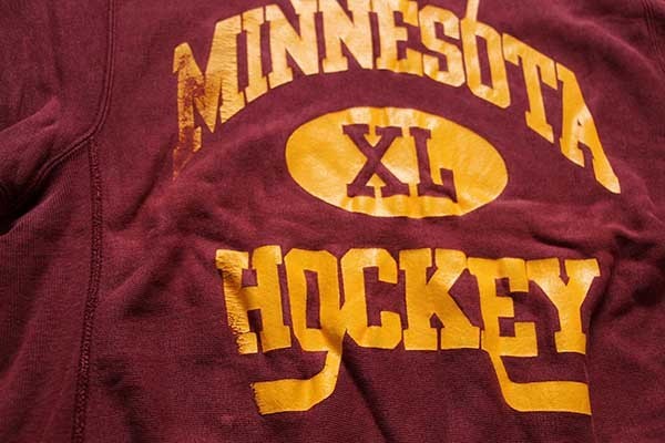 80s USA製 Championチャンピオン MINNESOTA HOCKEY 三段中抜き