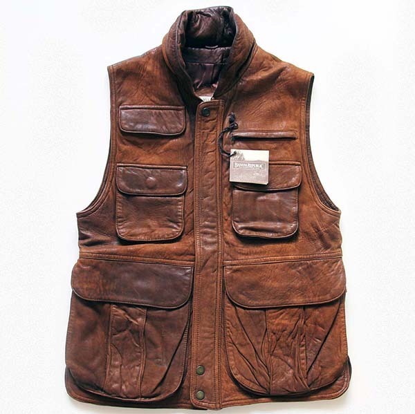 80s BANANA REPUBLICバナナリパブリック ラムレザー サファリベスト