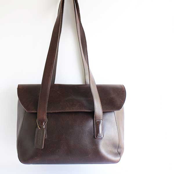 イタリア製 COACH オールド コーチ レザー ハンドバッグ 焦げ茶☆9103