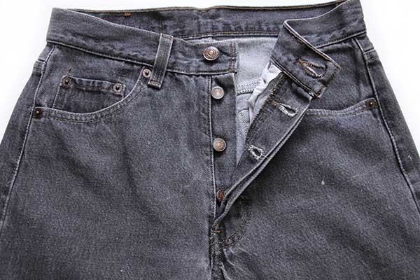 90s USA製 Levi'sリーバイス 501 カットオフ 先染め ブラック デニム
