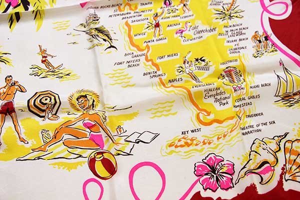 50s Florida スーベニア シルク スカーフ - Sixpacjoe Web Shop