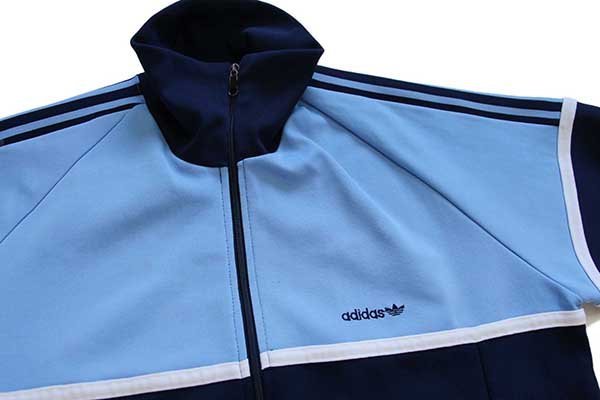 80s adidasアディダス トレフォイル ロゴ刺繍 ツートン ハイネック