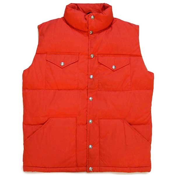 70s THE NORTH FACEノースフェイス 茶タグ ダウンベスト オレンジ M