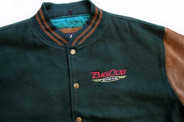 90s BIGDOG MOTORCYCLES 刺繍 キルティングライナー メルトン ウール