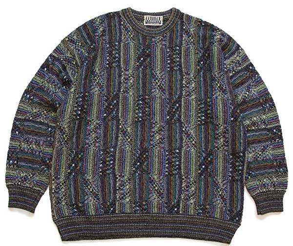 90s イタリア製 COLLEGE by Marcazzani 編み柄 ウール×コットン