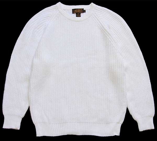 90s EddieBauerエディーバウアー 無地 ローゲージ コットンニット