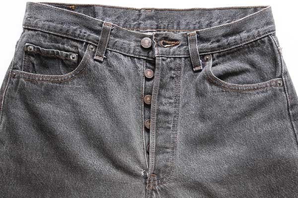 80s USA製 Levi'sリーバイス 501 先染め ブラック デニムパンツ w30