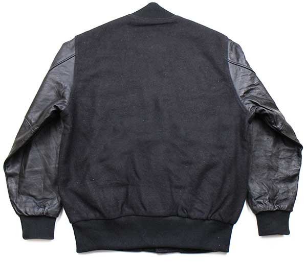 90s USA製 HOLLOWAY ロゴ刺繍 中綿入り メルトン ウール 袖革