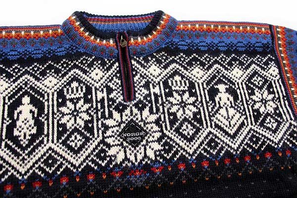 00s ノルウェー製 DALE OF NORWAY ノルディック柄 ハーフジップ ウール