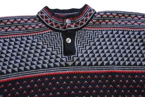 90s ノルウェー製 DALE OF NORWAY ノルディック柄 ヘンリーネック