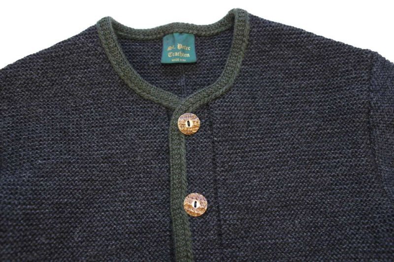 EU製 St.Peter Trachten 鹿角ボタン ノーカラー チロリアン ウール