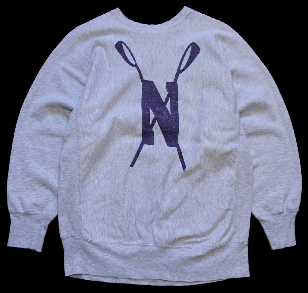 90s USA製 Championチャンピオン NORTHWESTERN 91 CREW 三段中抜き