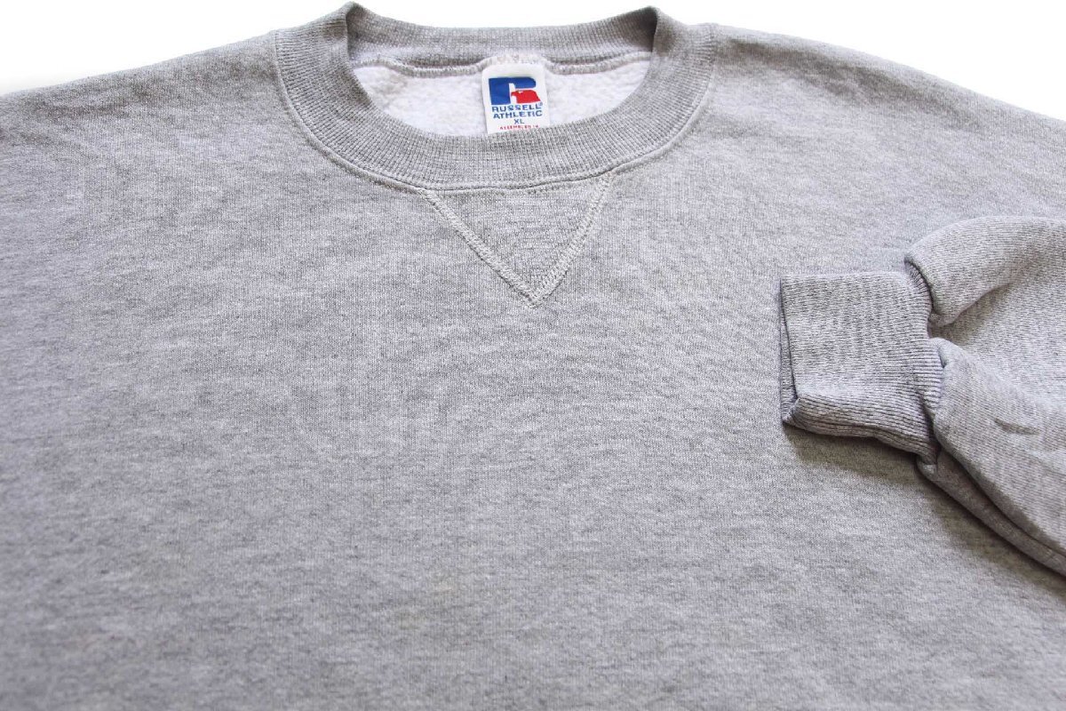 90s メキシコ製 RUSSELLラッセル 無地 前V スウェット 杢グレー XL