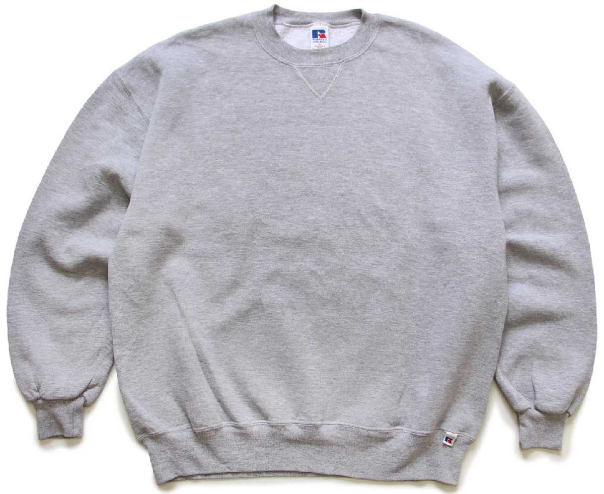90s メキシコ製 RUSSELLラッセル 無地 前V スウェット 杢グレー XL