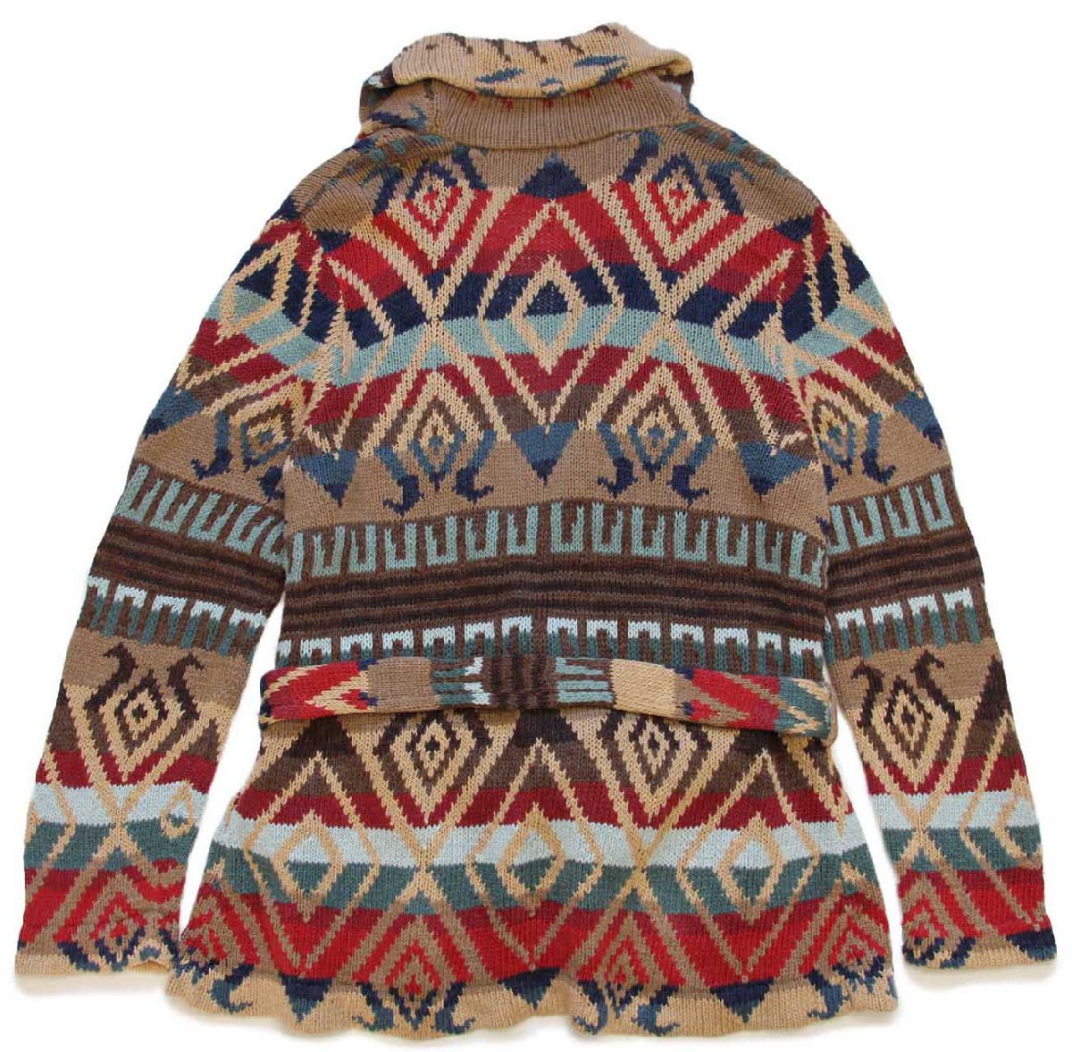 LAUREN ラルフローレン ネイティブ柄 ショールカラー コットン×リネン