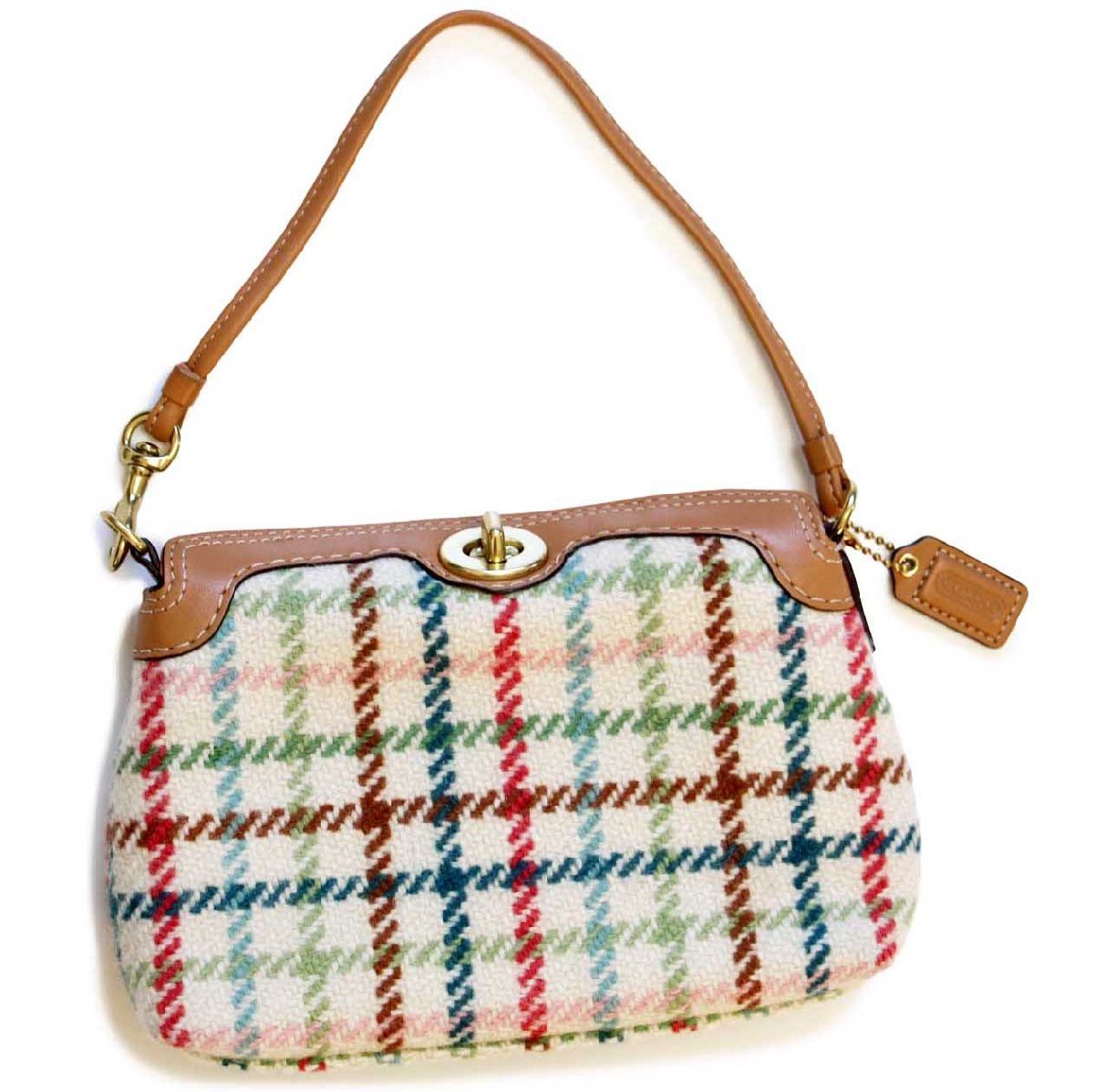 00s COACH オールド コーチ チェック ツイード ウール×レザー 切り替え