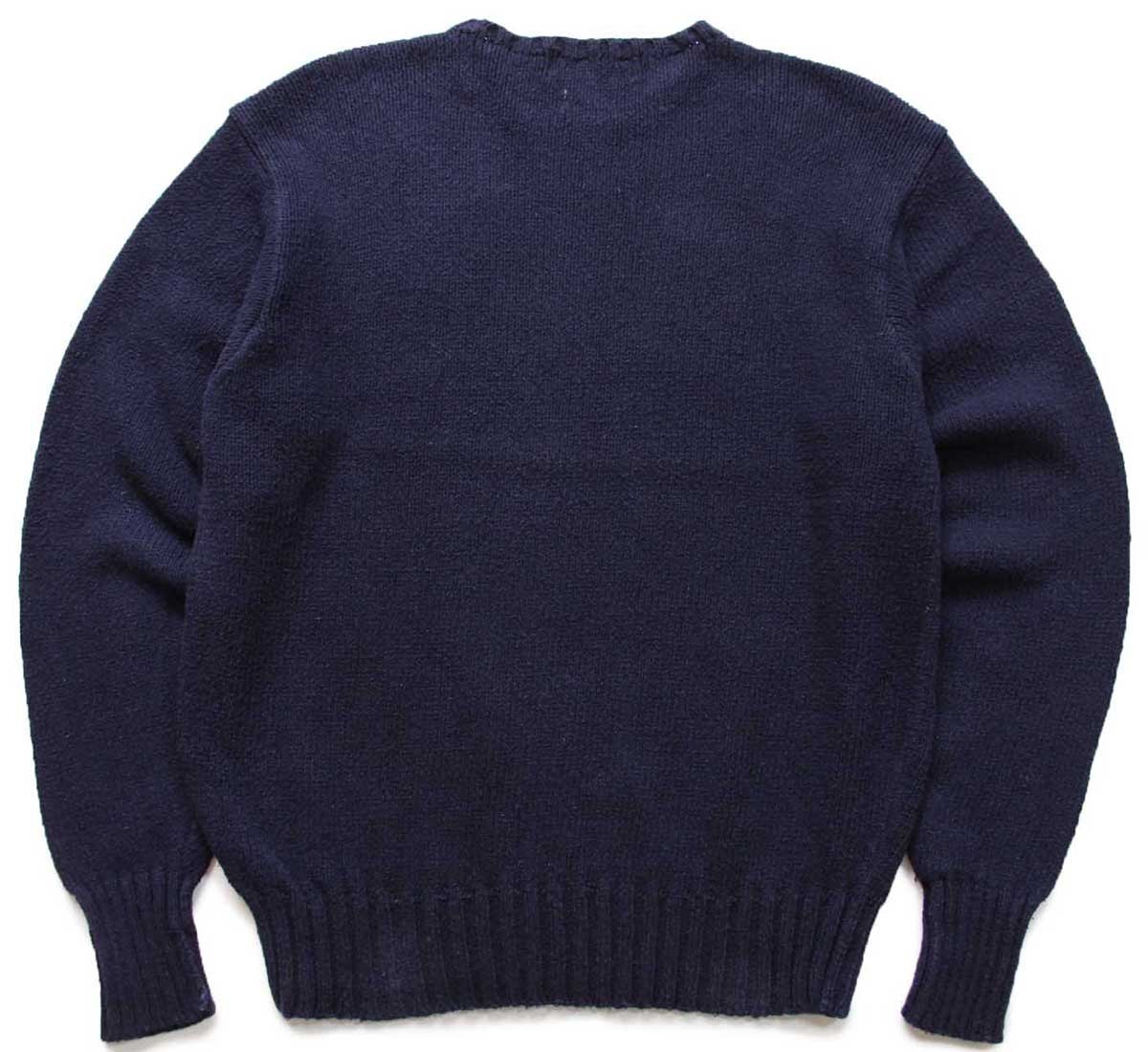 90s ポロ ラルフローレン ワンポイント コットンニット セーター 紺 L