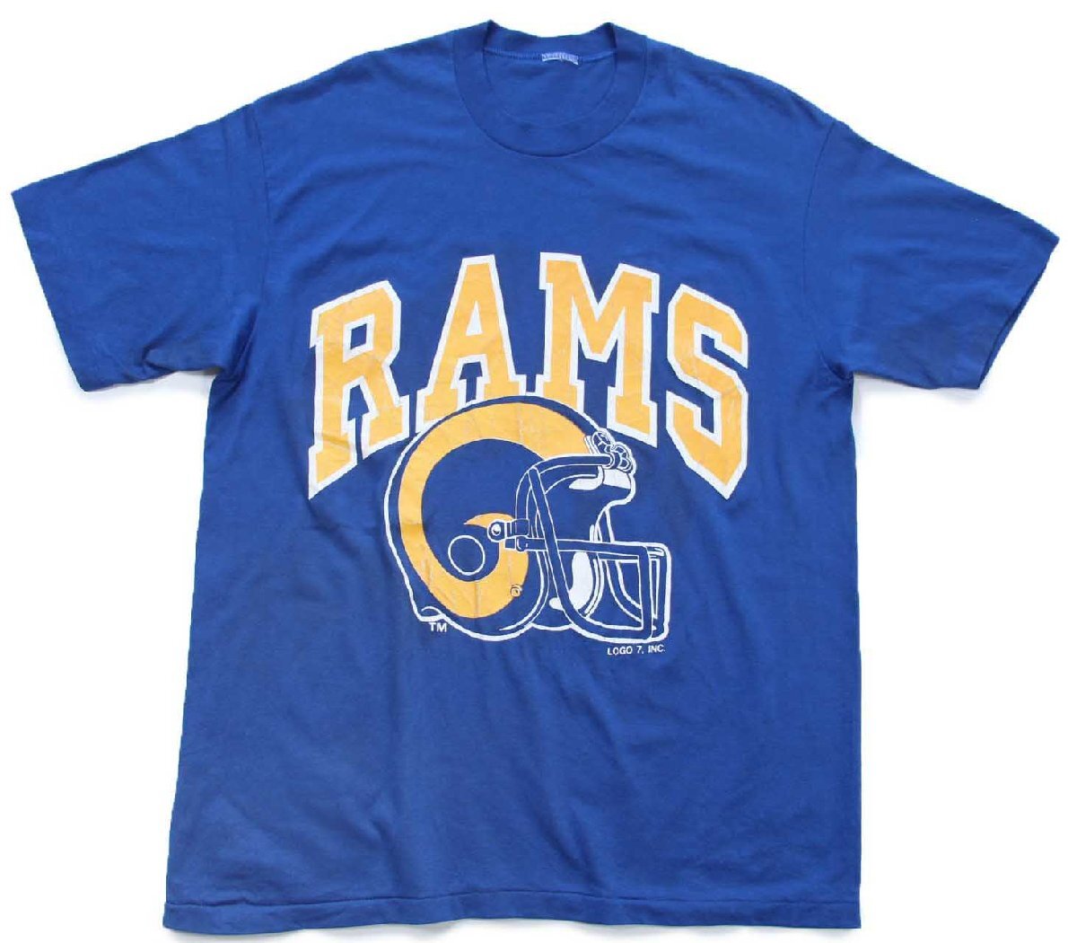 80s LOGO7 NFL Los Angeles RAMS アメフト ひび割れプリント Tシャツ