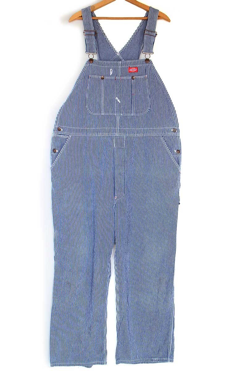 90s USA製 Dickiesディッキーズ ヒッコリー ストライプ オーバーオール