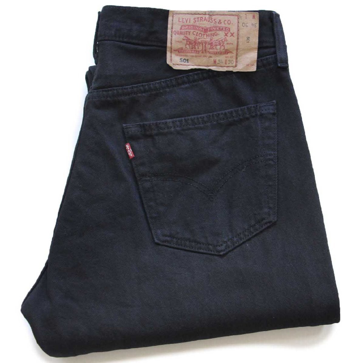 90s 英国製 Levi'sリーバイス 501 後染め ブラック デニムパンツ W34