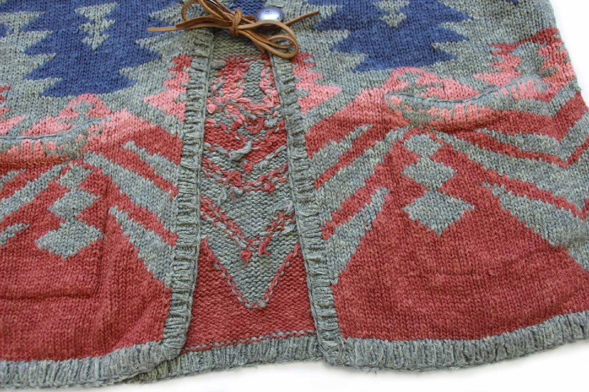 00s LAUREN ラルフローレン ネイティブ柄 コンチョボタン リネン