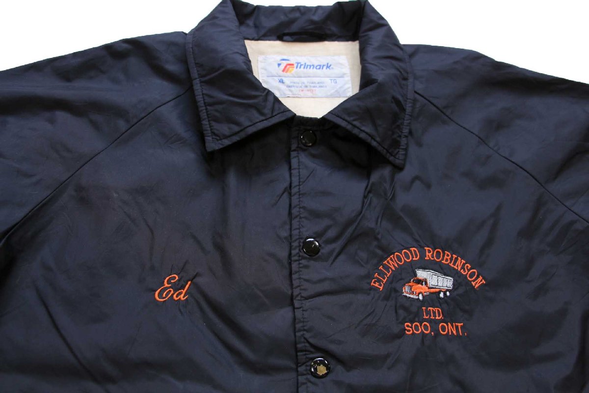 80s ELLWOOD ROBINSON LTD トラック刺繍 ナイロン コーチジャケット 黒