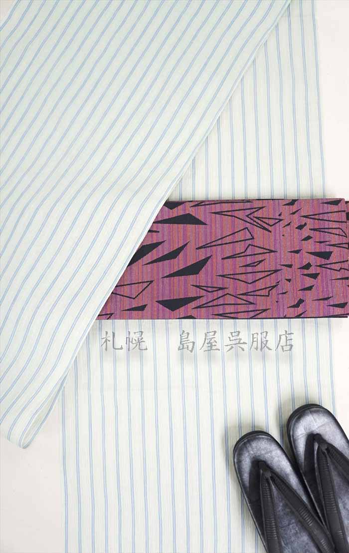 小千谷縮：白緑ストライプ