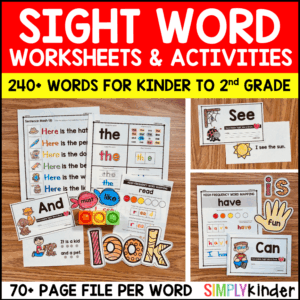 Sight Words Practice, Activities, Worksheets, Books, Kindergarten