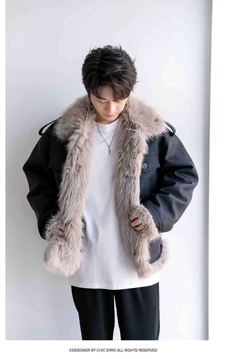 Thick fur collar jacket OR3742 – 韓国メンズファッション通販 - ORUN -