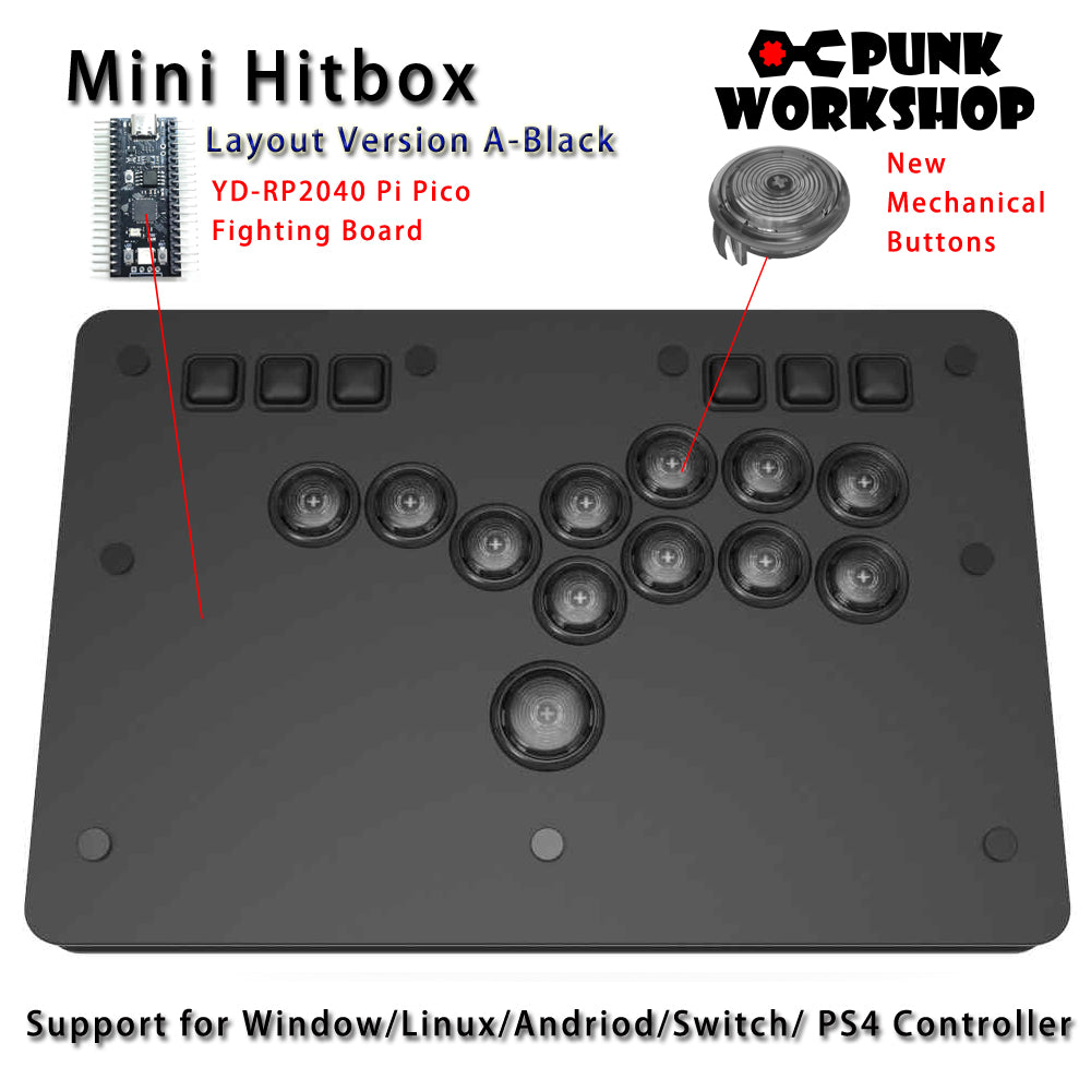 Punk Workshop Fighting Stick Controller Mini HitBox V3 SOCD