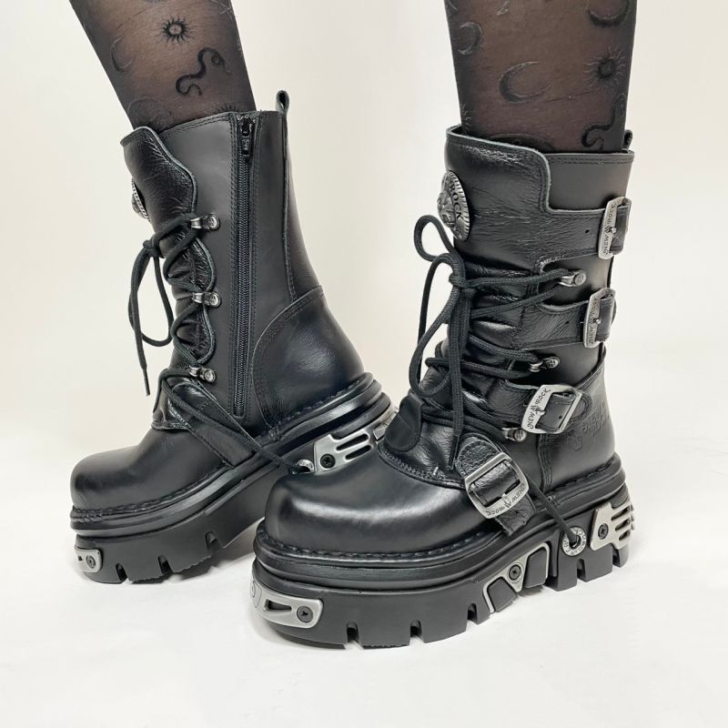 取り寄せ]M-373-S4 / プレート / 厚底ブーツ / 本革【NEW ROCK