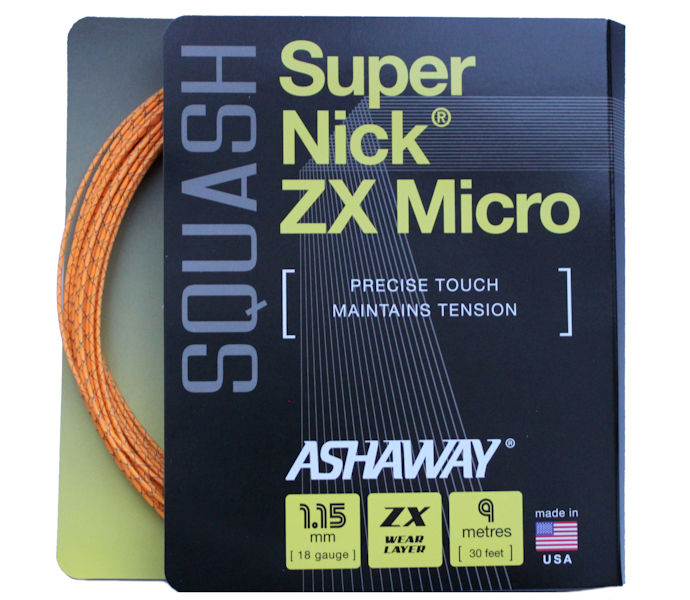 Ashaway SuperNick ZX Micro (Orange) 18 Squash Set (1.15 mm) (30 ft
