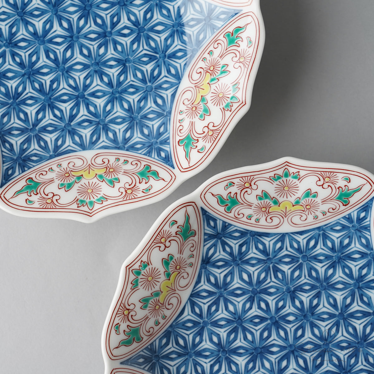 有田焼 色鍋島麻の葉地紋 桔梗縁 銘々皿 15.5cm 其泉窯の通販