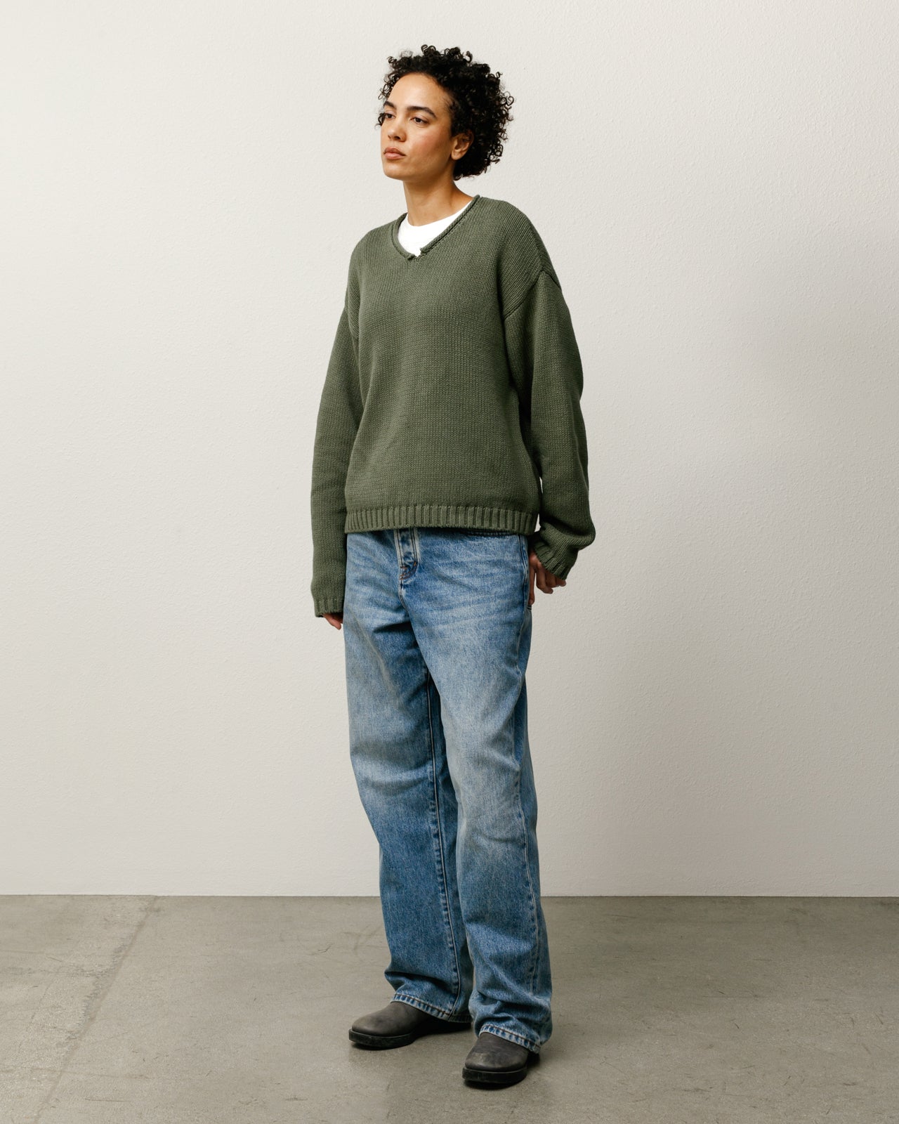 Roll V Neck Sweater – Olive | Tops & Knits | Stüssy