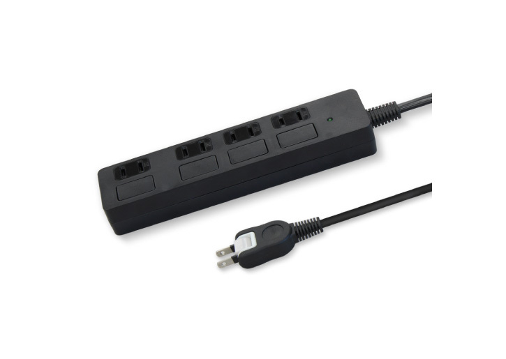 独立フラットスイッチ 電源タップ AC4口 電源コード2m ブラック