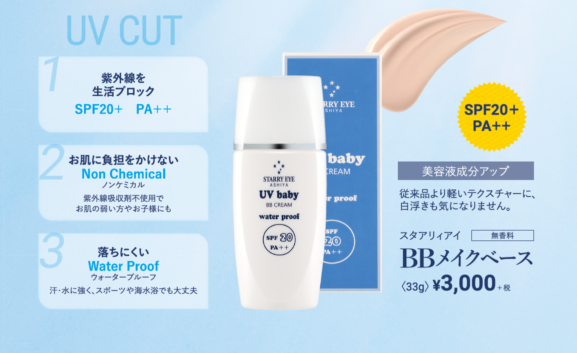 日焼け止めゲルクリーム SPF20＋/PA＋＋]スタアリィアイ【BBメイク