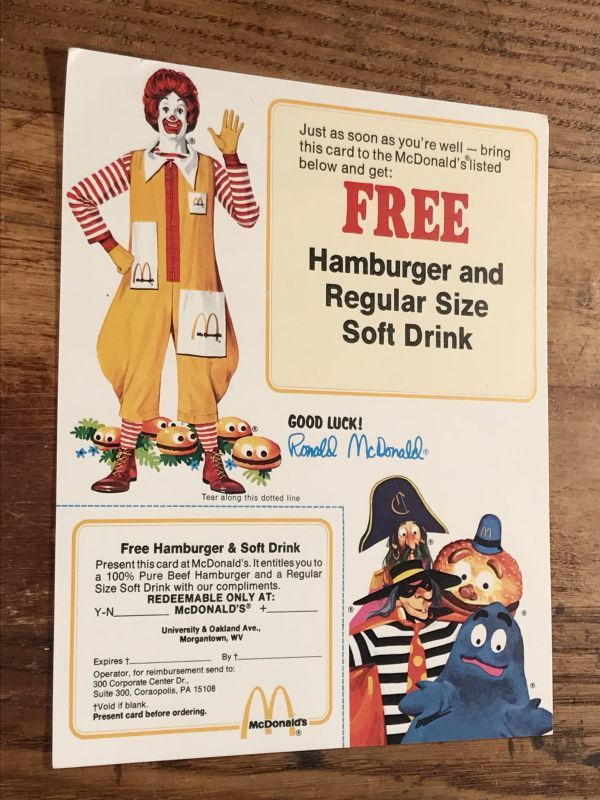 McDonald's “Good Luck! Ronald McDonald” Flyer Card マクドナルド