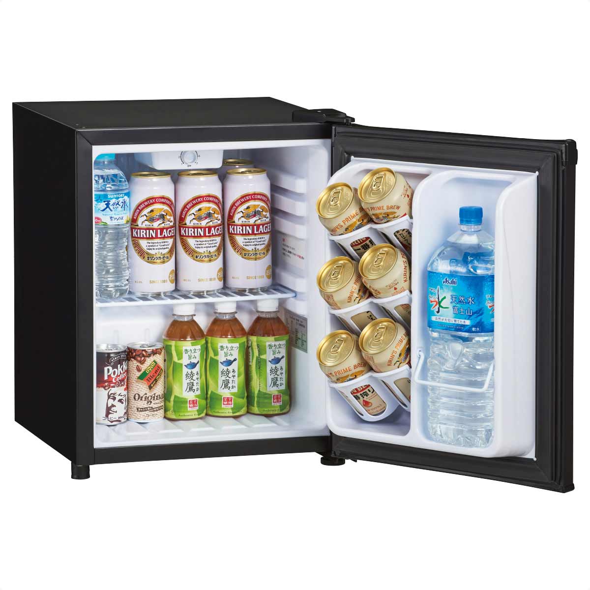 三ツ星貿易 超小型冷蔵庫 24L コンプレッサー式(直冷式) ブラック 左