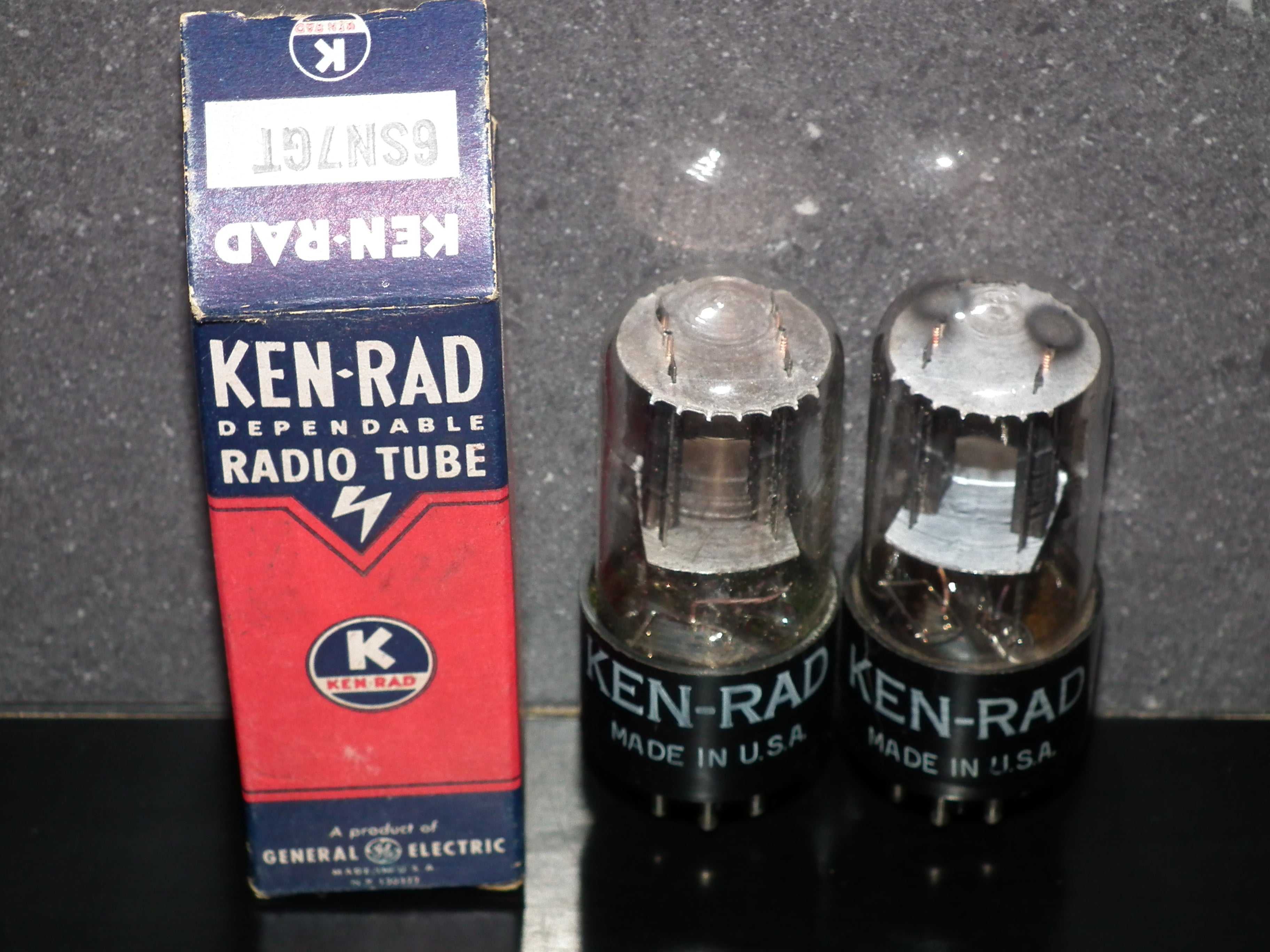 6SN7GT Ken Rad Square Getter 188 Codes Matched Pair (2 tubes